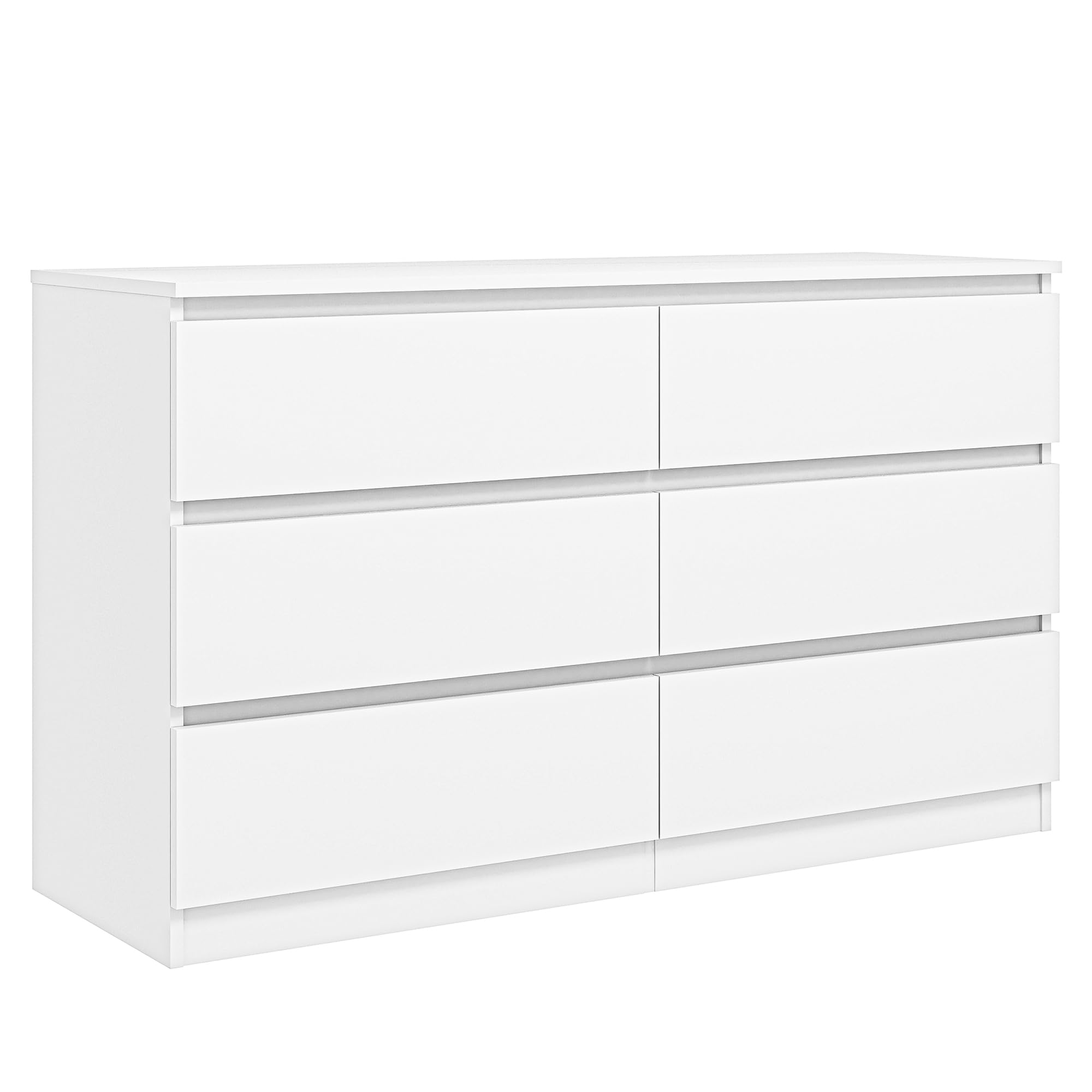Modern 6 Drawer White Dresser | Double Chest of Drawers for Bedroom | Spacious Storage Solution for Living Room | Stylis